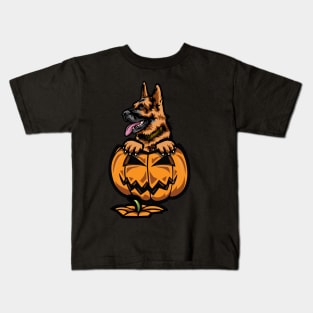 Halloween German Shepherd Pumpkin Kids T-Shirt